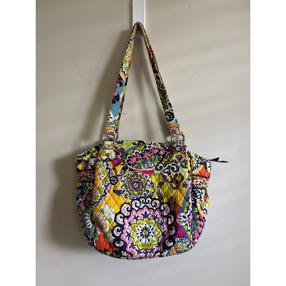 Vera Bradley Sun Valley Quilted Cotton Shoulder Bag Floral Paisley Tote